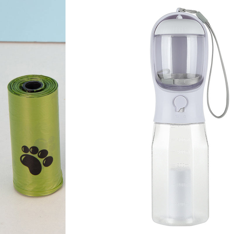 3-in-1 Portable Pet Water Bottle, Food Feeder, and Poop Dispenser - Leak-Proof Multifunctional Dog Water Bottle