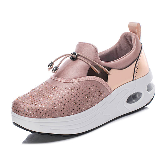 Women's Rhinestone Breathable Leisure Platform Walking Shoes
