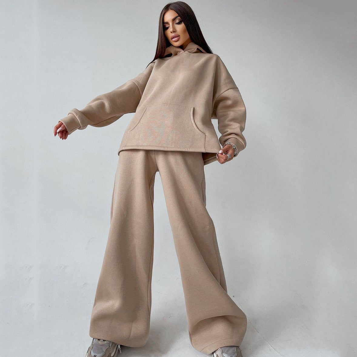 Women's Hoodie Sweatshirt and Wide-Leg Pants Set & hooded tracksuit set