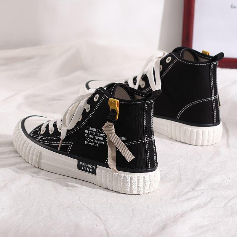 Fashion Women's Solid Color High-top Canvas Shoes