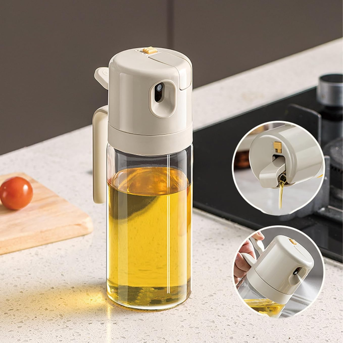 Glass Oil Spray Bottle, 2 in 1 Oil Spray Bottle, Cooking Oil Dispenser