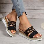 Plus Size Rope Bottom Platform Peep Toe Sandals For Women kocsend.com