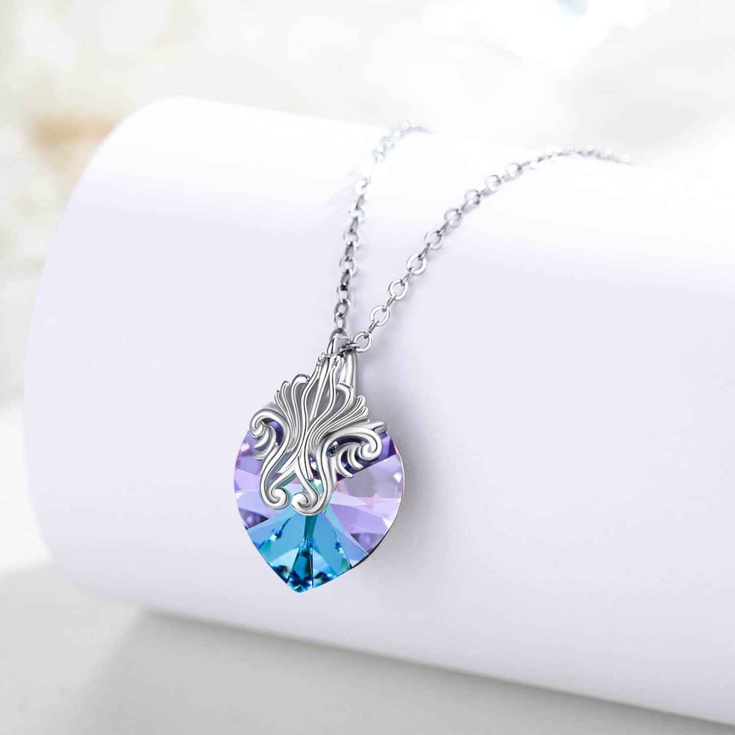 925 Sterling Silver Heart Crystal Necklace