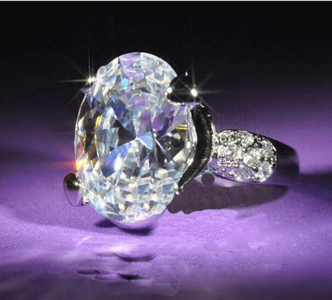 925 Silver Natural Gemstone White Sapphire Birthstone Bridal Wedding Ring