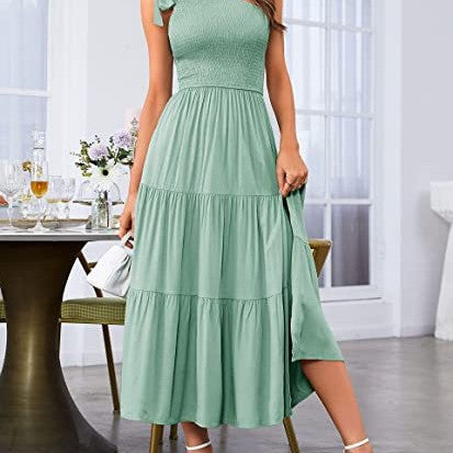 Summer Fashion Women's One Shoulder Pleated Layered Skirt