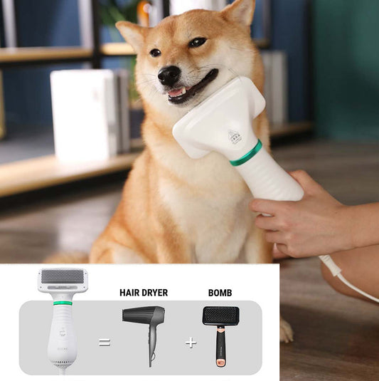 2-in-1 Pet Hair Dryer and Brush - Drying and Grooming Comb for Pets