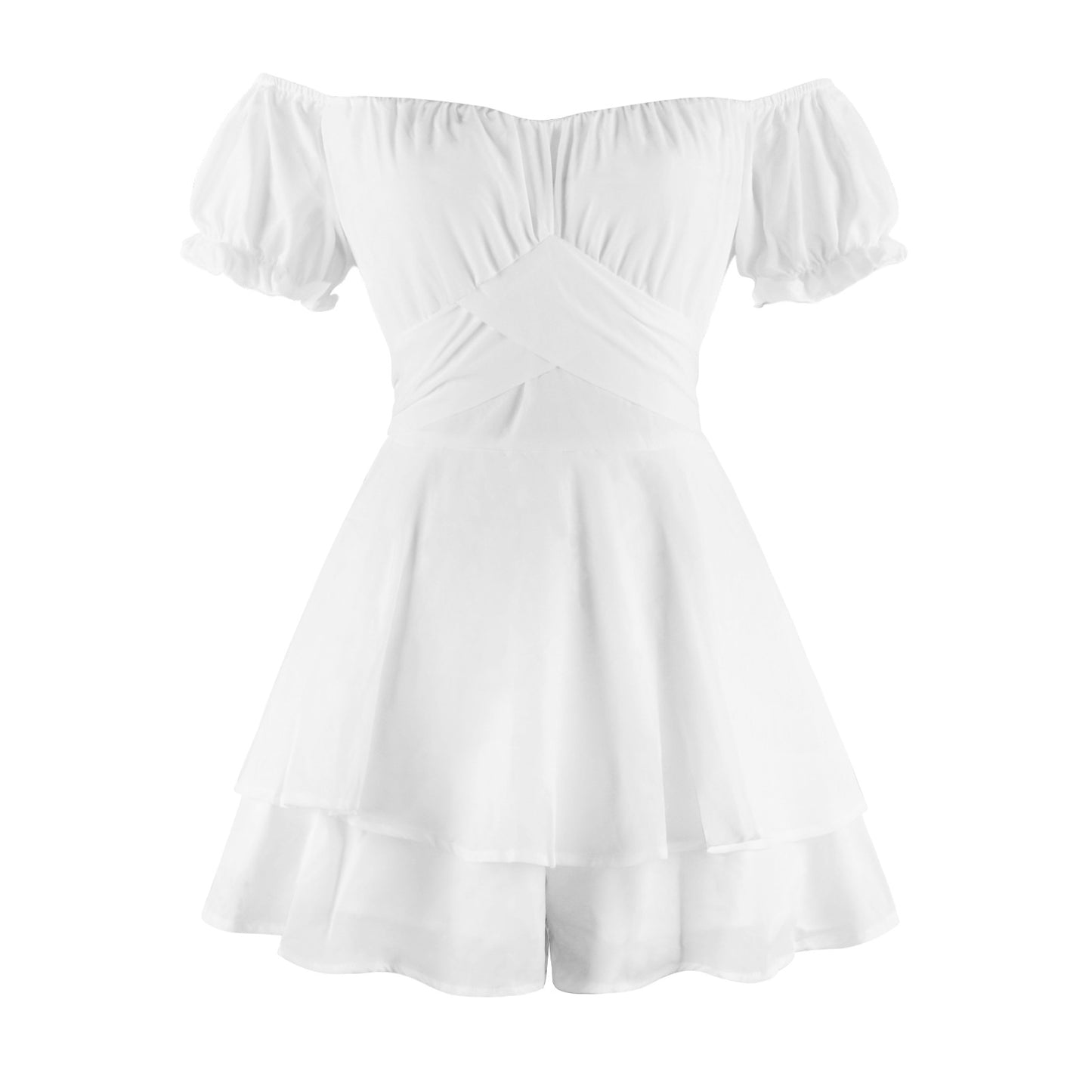 Women's Solid Color Ruffle Dress