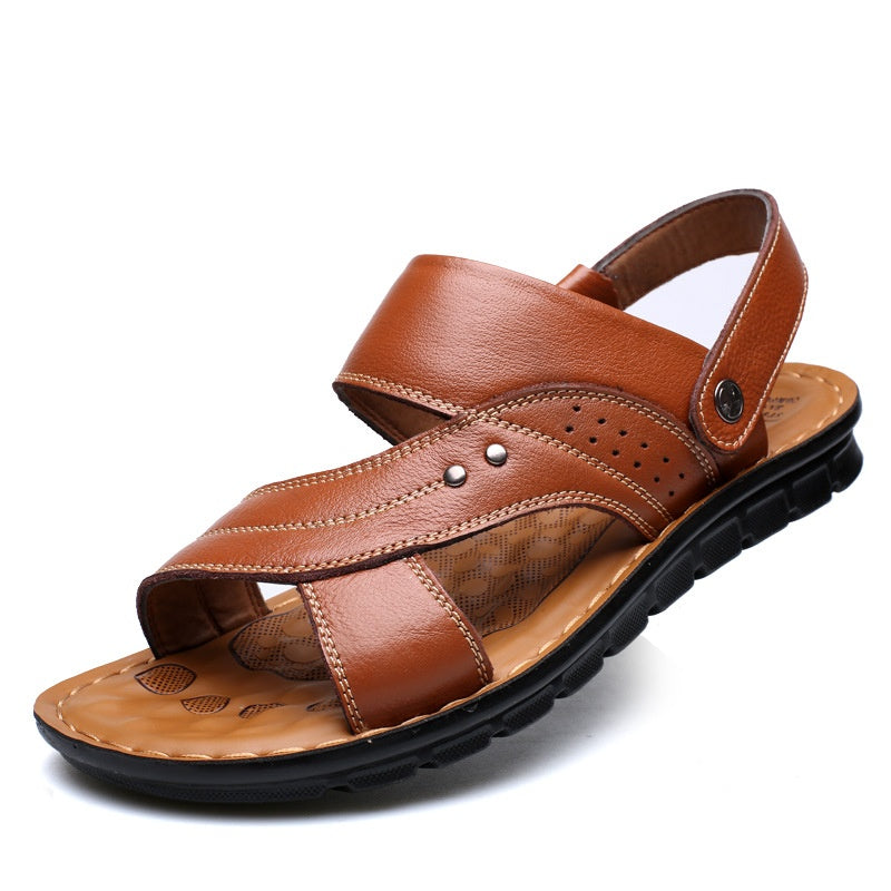 Men Sandals Summer Beach Shoes Adjustable Back Strap Design Slippers Slides kocsend.com