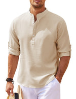 Men’s Beach Henley Shirt, Men’s Summer Casual Shirt