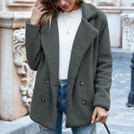 Loose Lapel Fluffy Coat Winter Button Jacket Cardigan Outwear For Women Clothing kocsend.com