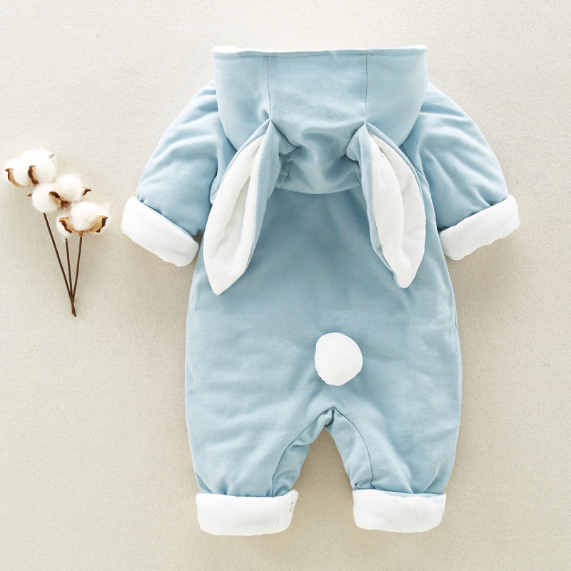 The new cotton padded cotton baby romper thickened chinchilla hooded cotton baby Onesies newborn go climbing clothes kocsend.com