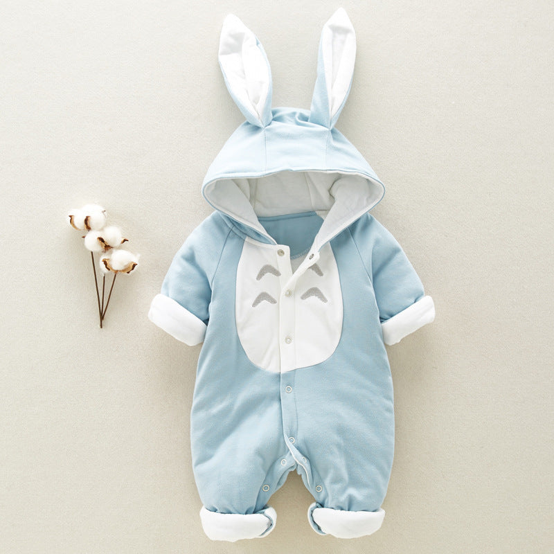 The new cotton padded cotton baby romper thickened chinchilla hooded cotton baby Onesies newborn go climbing clothes kocsend.com