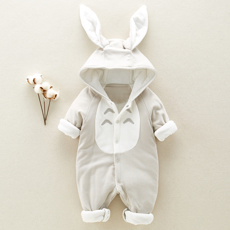 The new cotton padded cotton baby romper thickened chinchilla hooded cotton baby Onesies newborn go climbing clothes kocsend.com