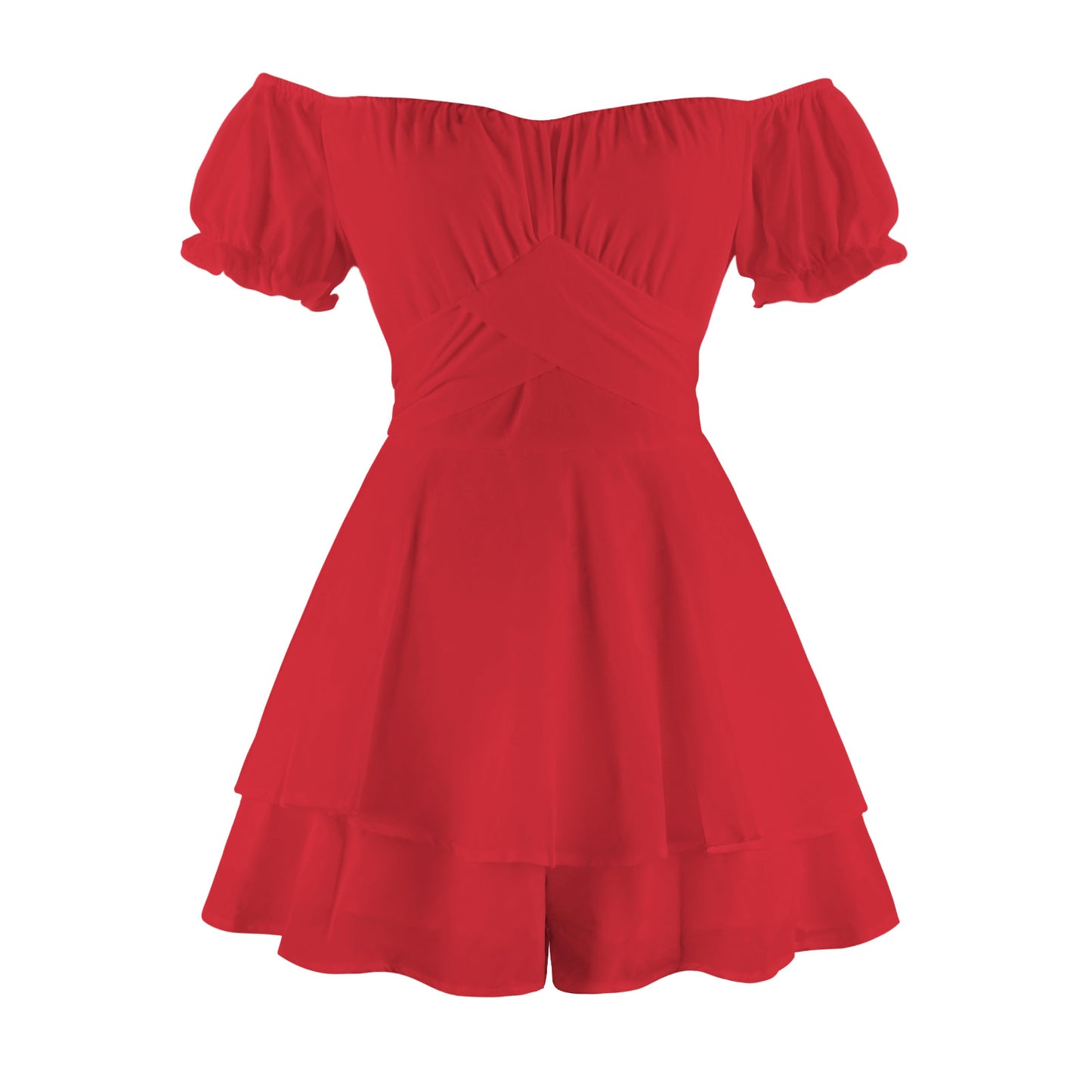 Women's Solid Color Ruffle Dress