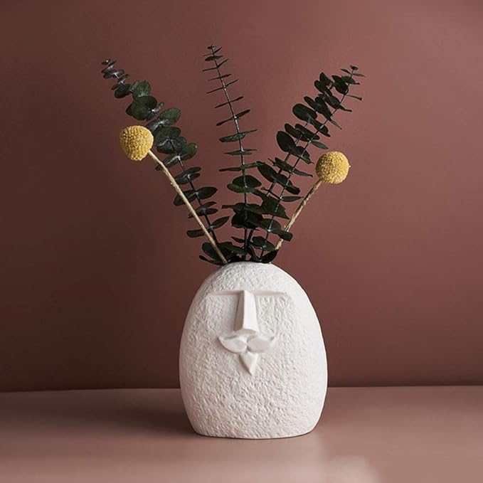 Modern Ceramic Face Vase, Decorative Abstract Vase, Abstract Face Sculpture Vase, Abstract Ceramic Face Vase, Minimalist White Face Vase kocsend.com