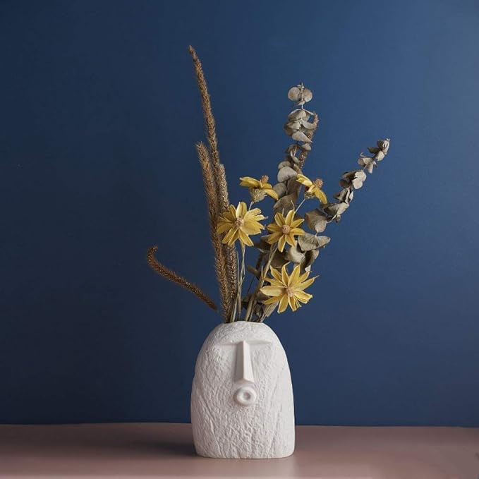Modern Ceramic Face Vase, Decorative Abstract Vase, Abstract Face Sculpture Vase, Abstract Ceramic Face Vase, Minimalist White Face Vase kocsend.com