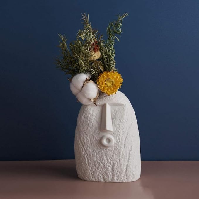 Modern Ceramic Face Vase, Decorative Abstract Vase, Abstract Face Sculpture Vase, Abstract Ceramic Face Vase, Minimalist White Face Vase kocsend.com