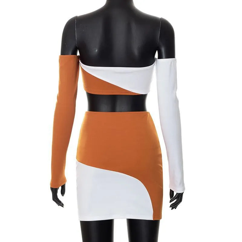 Women's Strapless Two Piece Skirt Set, Women's Strapless Mini Skirt Set