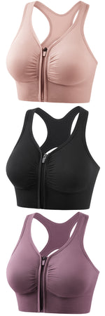 Women’s Front Zip Sports Bra, Women’s Racerback Sports Bra