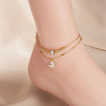 Fashion Jewelry Boho Classic Love Heart Ankle Chain Double Layer Chain Bracelet Anklet Charm Tassel Leg Chain On Foot Chain Women Party Jewelry Accessories kocsend.com