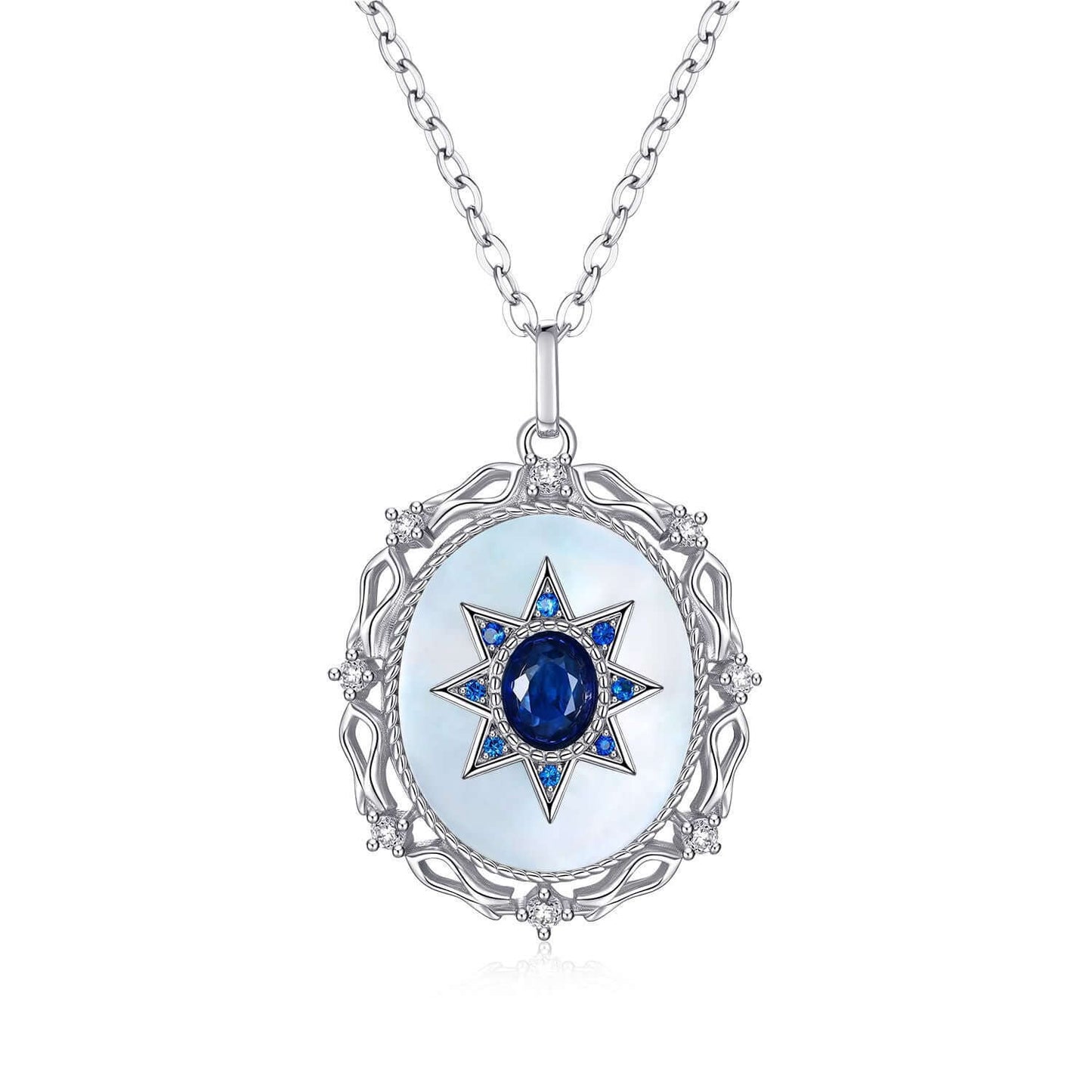 925 Silver Girl Natural Sapphire Necklace Versatile