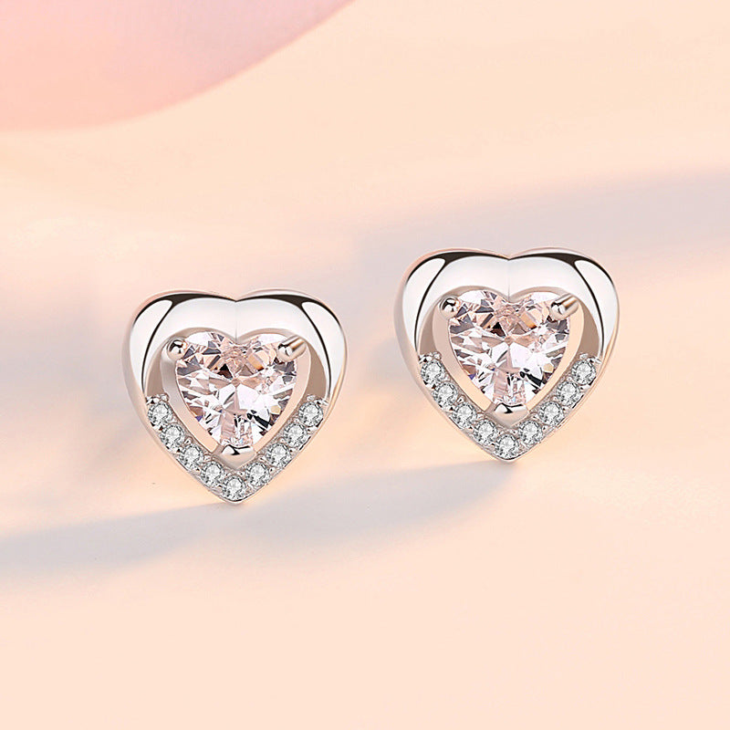 Women's Silver Heart Shaped Earrings