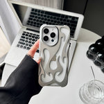 Chrome Flame Shockproof iPhone Case, Metallic Fire Design iPhone Case, Glossy Chrome Flame Case, Reflective Flame Drop-Resistant iPhone Case, 3D Chrome Flame iPhone Case kocsend.com