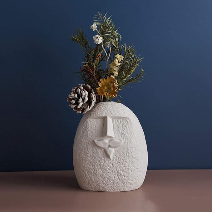 Modern Ceramic Face Vase, Decorative Abstract Vase, Abstract Face Sculpture Vase, Abstract Ceramic Face Vase, Minimalist White Face Vase kocsend.com