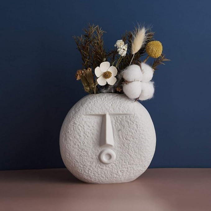 Modern Ceramic Face Vase, Decorative Abstract Vase, Abstract Face Sculpture Vase, Abstract Ceramic Face Vase, Minimalist White Face Vase kocsend.com