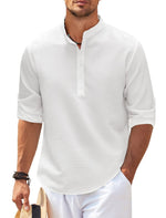 Men’s Beach Henley Shirt, Men’s Summer Casual Shirt