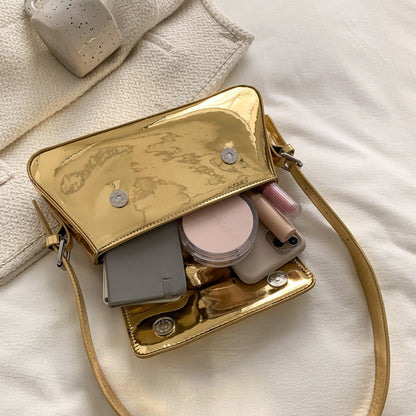 Women’s Patent Leather Shoulder Bag - Small Shiny Armpit Bag