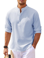 Men’s Beach Henley Shirt, Men’s Summer Casual Shirt