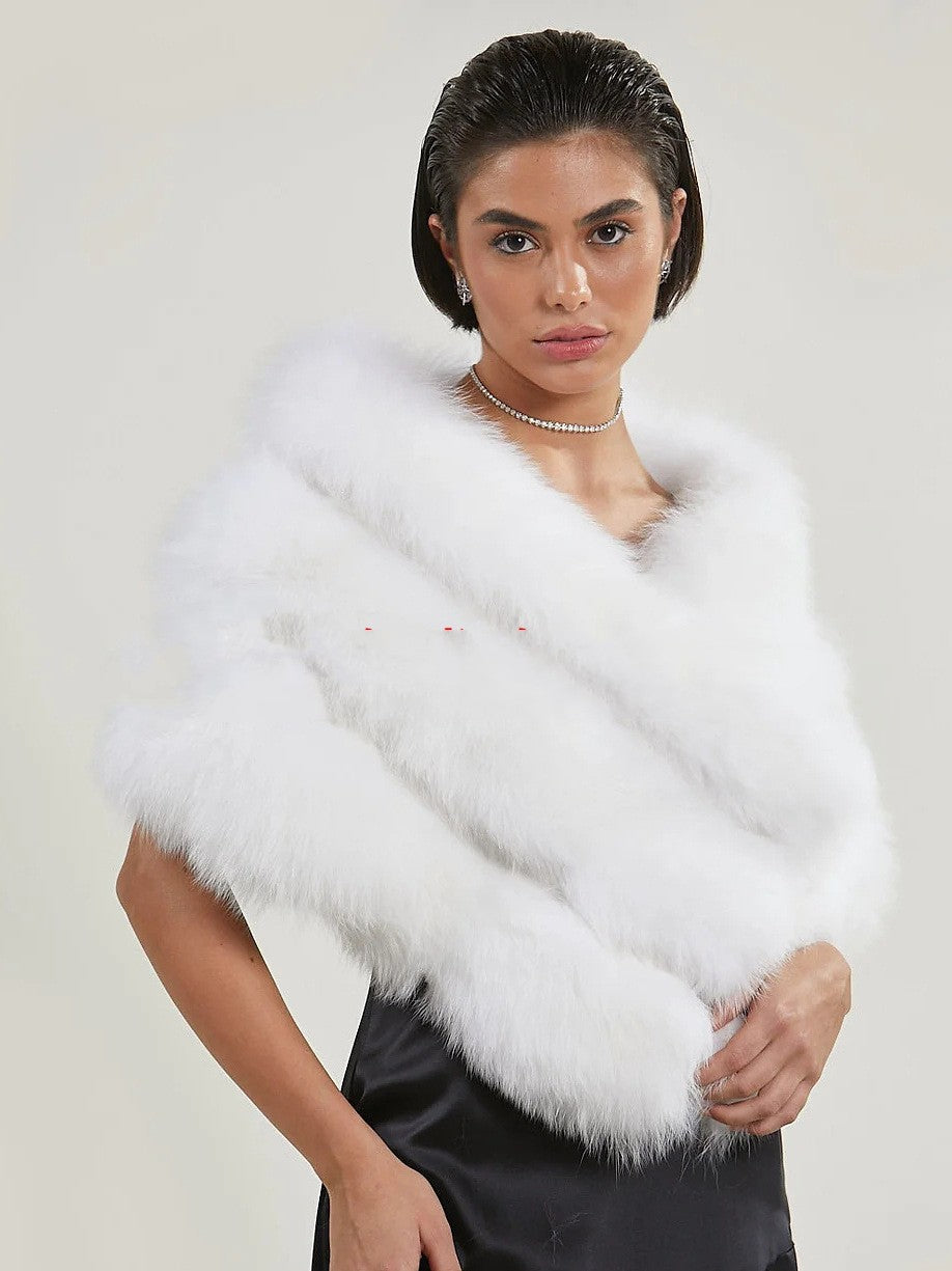 Women's Warm Shawl Outerwear Decorative Fur