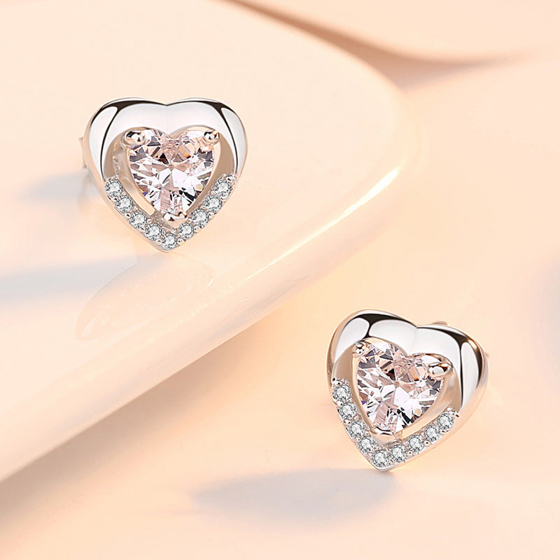 Women's Silver Heart Shaped Earrings