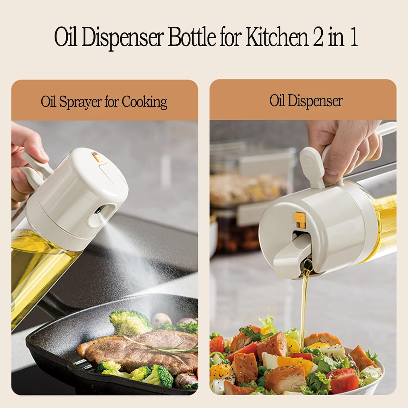 Glass Oil Spray Bottle, 2 in 1 Oil Spray Bottle, Cooking Oil Dispenser