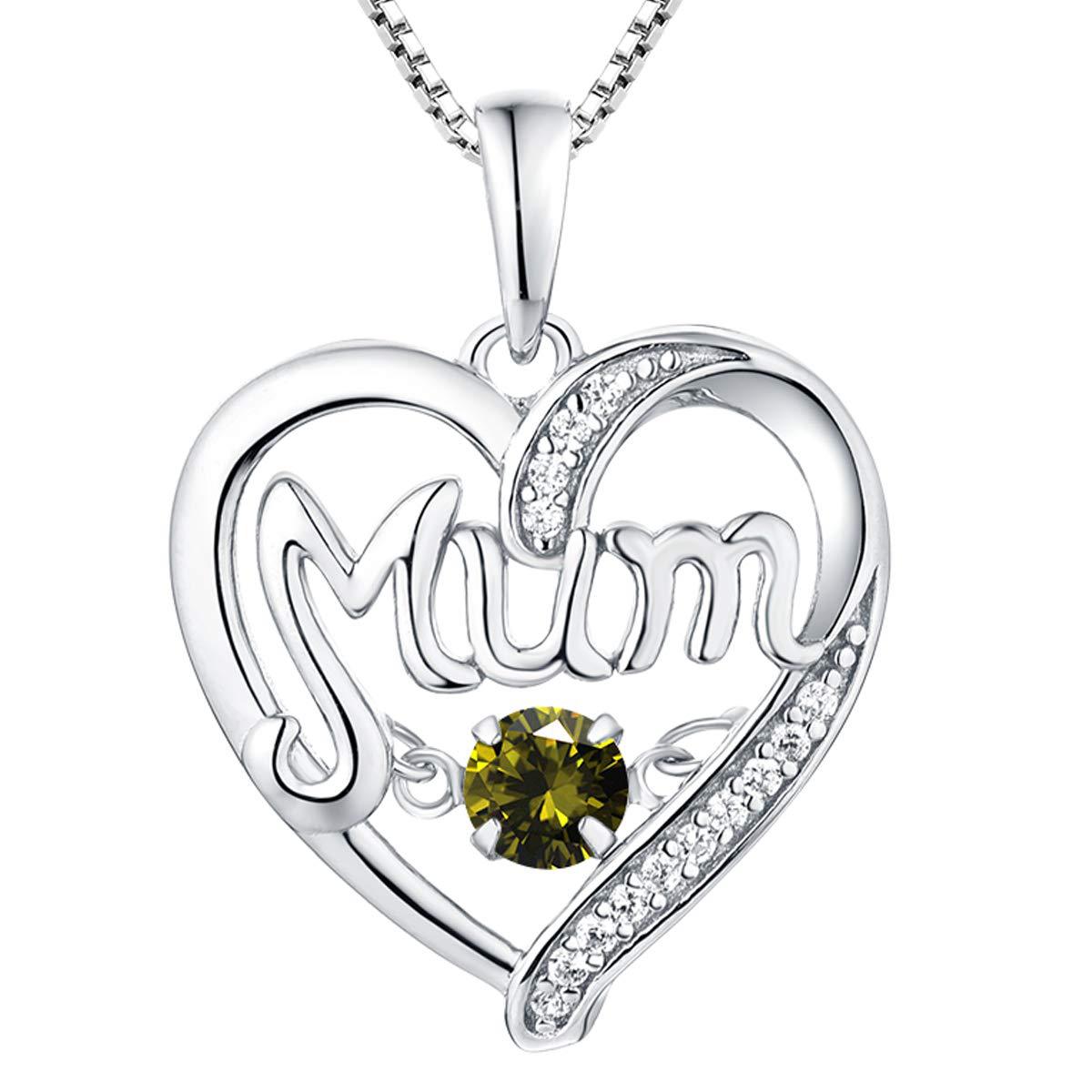 S925 Silver Sequin Heart Necklace & Mother’s Day Gift with Birthstone