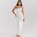 Women’s Strapless Satin Maxi Evening Dress, Women’s Slim Fit Satin Evening Dress, Women’s Satin Corset Strapless Evening Dress, Women’s Draped Waist Satin Maxi Evening Dress, Women’s High Waist Satin Maxi Evening Dress kocsend.com