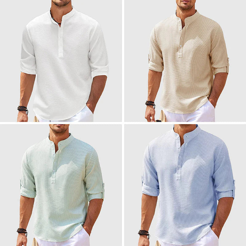 Men’s Beach Henley Shirt, Men’s Summer Casual Shirt