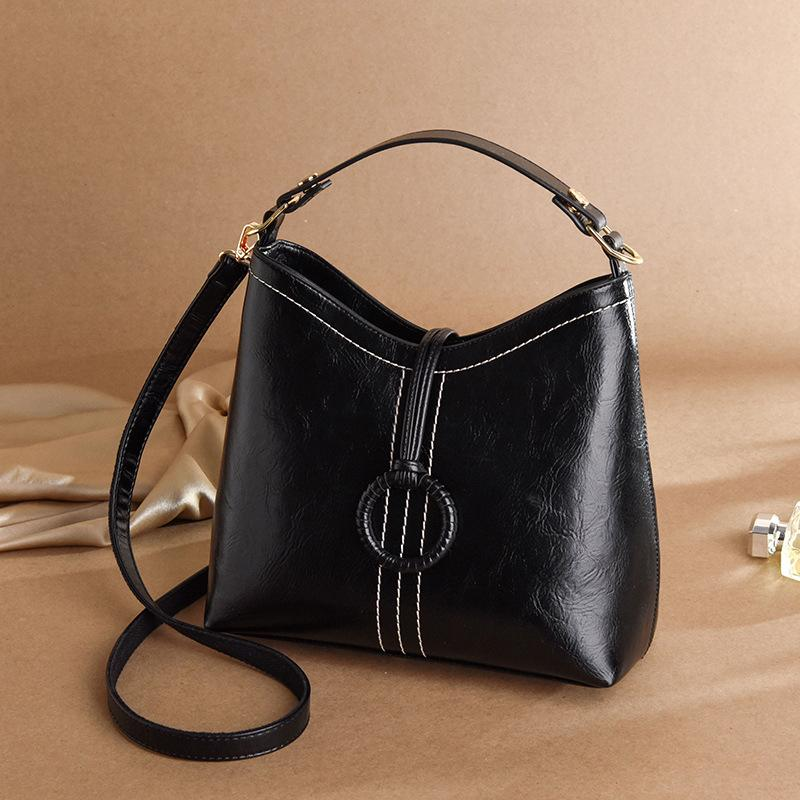 Women Leather Shoulder Bag - Wax Leather Bag - One Shoulder Cross Bag
