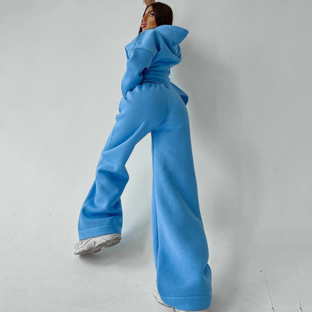 Women's Hoodie Sweatshirt and Wide-Leg Pants Set & hooded tracksuit set