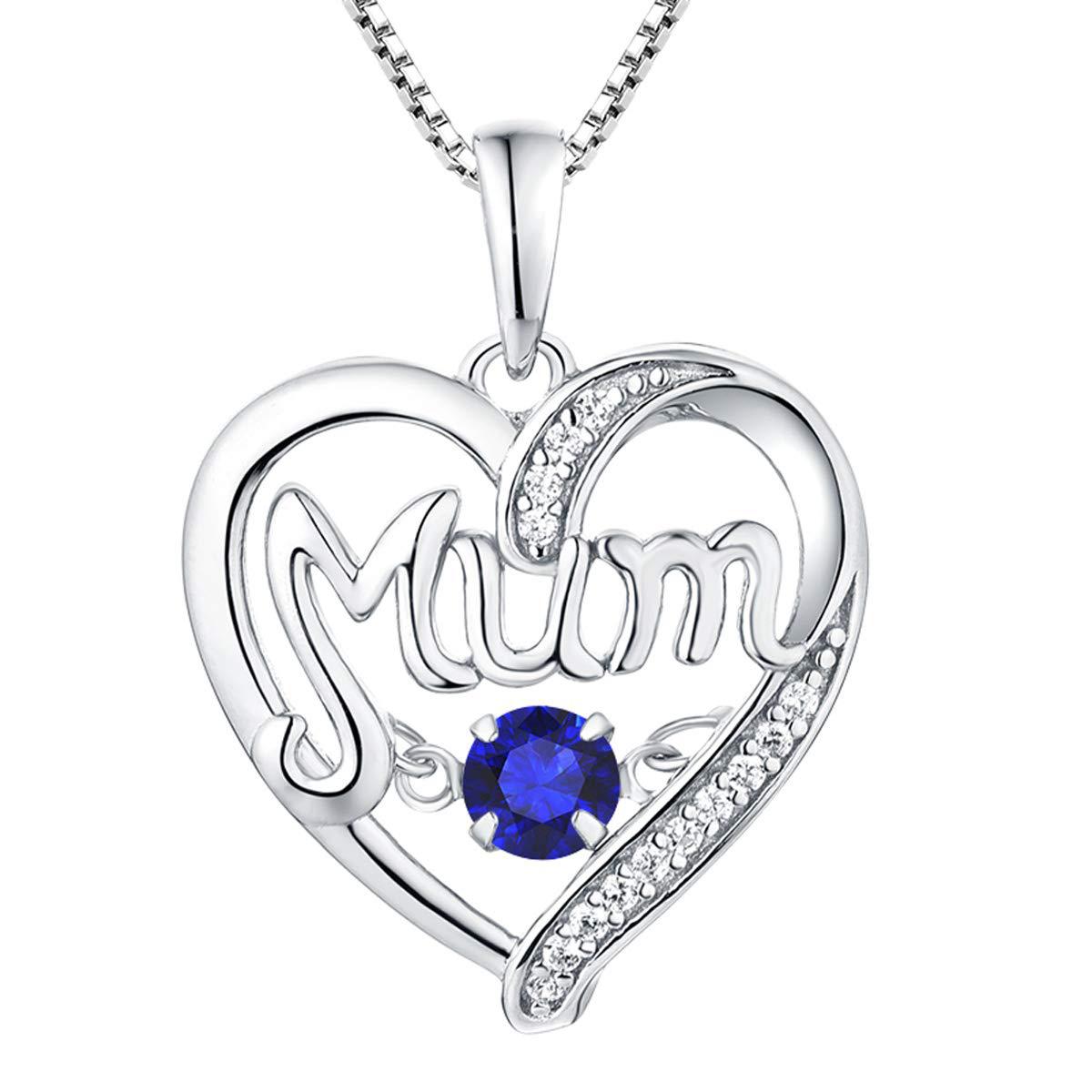 S925 Silver Sequin Heart Necklace & Mother’s Day Gift with Birthstone