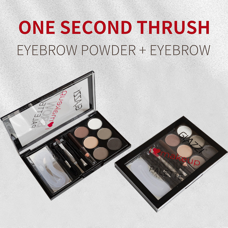 Natural Brown Eyebrow Powder Palette Eye Contour Enhancers Eye Brows Shadow Stamp Shaping Waterproof Makeup Kit With Brush