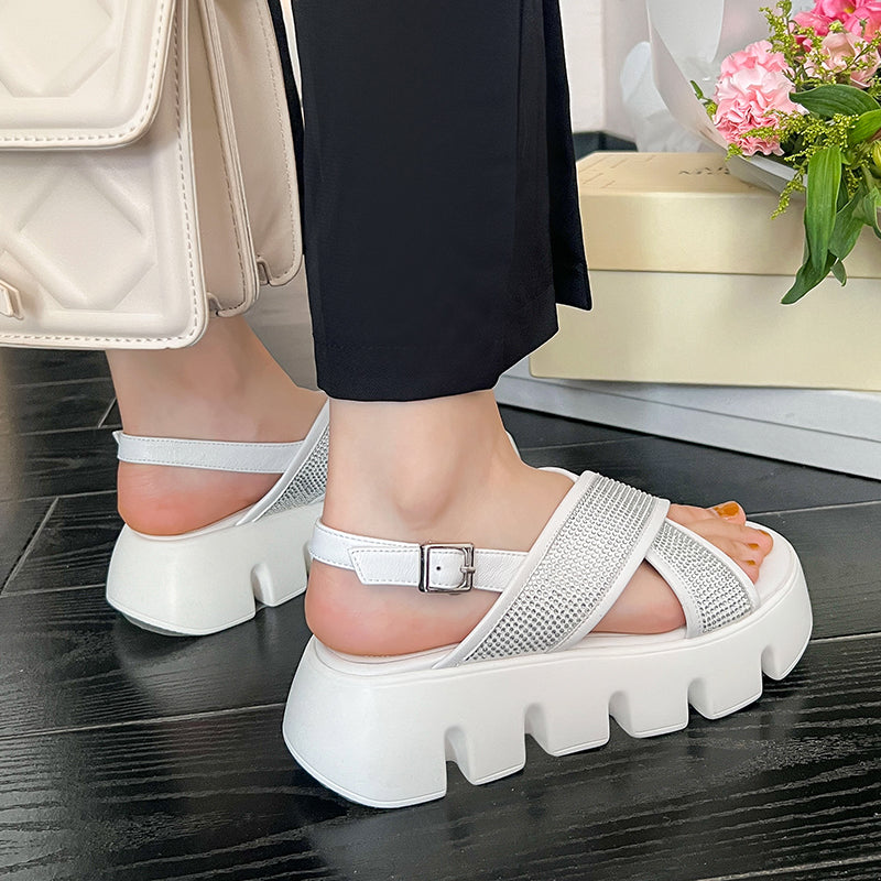 Women's Platform Heightening Rhinestone Sandals
