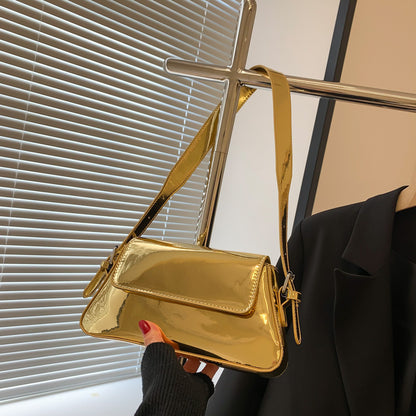 Women’s Patent Leather Shoulder Bag - Small Shiny Armpit Bag