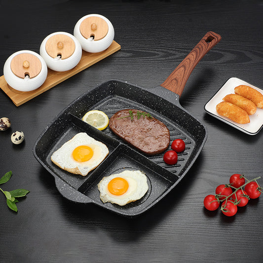 three-compartment grill pan, three-compartment frying pan