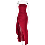 Women’s Strapless High Slit Maxi Evening Dress, Women’s Formal Strapless Maxi Evening Dress, Women’s Prom Strapless Maxi Evening Dress