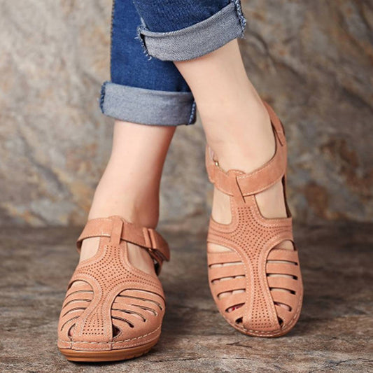 Women's Plus Size Retro Sandals & Round Toe Wedge Sandals