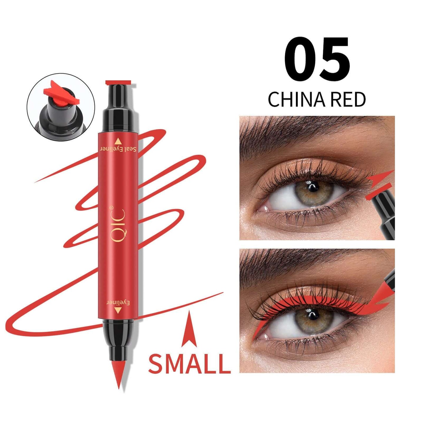 Colorful Double Head Triangular Seal Eyeliner Pen Waterproof And Non Dizzy Makeup