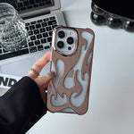 Chrome Flame Shockproof iPhone Case, Metallic Fire Design iPhone Case, Glossy Chrome Flame Case, Reflective Flame Drop-Resistant iPhone Case, 3D Chrome Flame iPhone Case kocsend.com