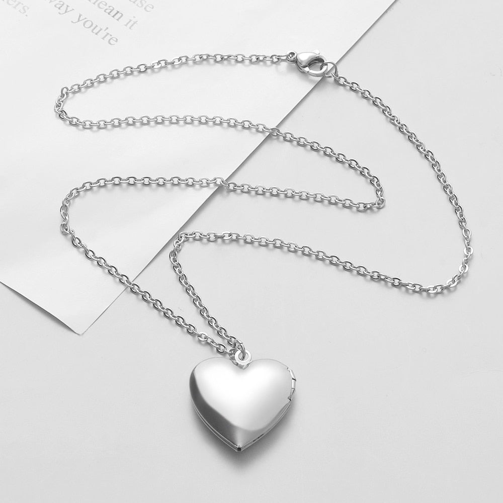 Stainless Steel Love Heart Locket Necklace for Women